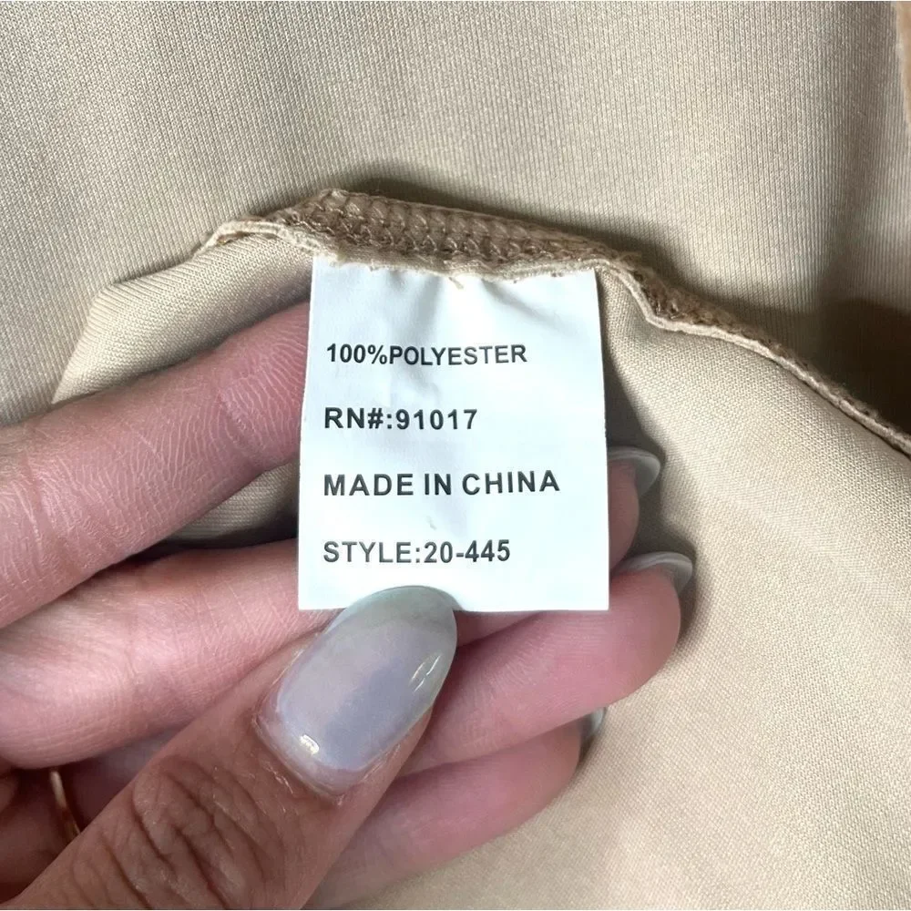 Solitaire Jacket Women's Medium Tan Rose Floral Print Open Front‎ Lightweight